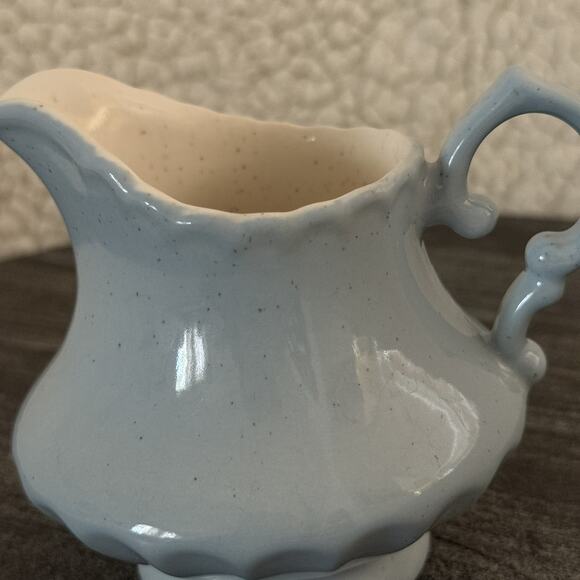 Vintage MCM Metlox Poppytrail Vernon True Blue Creamer Speckled Made In USA - Picture 5 of 7